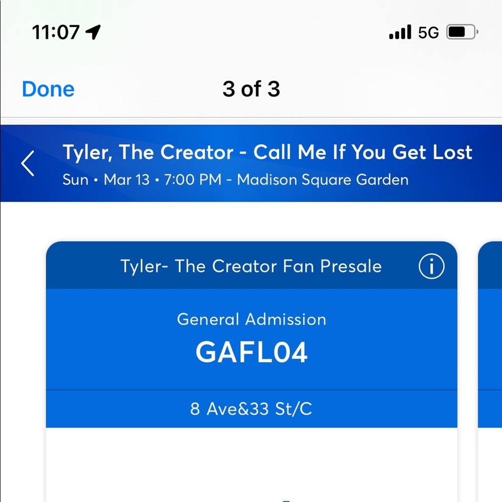 tyler the creator call me if you get lost general admission ticket nyc